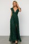 Baltic Born Alexa Embroidered Sequin Maxi Dress Dark Green | Clothing Embellished + Sequin