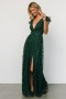 Baltic Born Alexa Embroidered Sequin Maxi Dress Dark Green | Clothing Embellished + Sequin