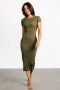 Baltic Born Dana Ribbed Midi Dress Olive | Clothing Midi Dresses