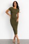 Baltic Born Dana Ribbed Midi Dress Olive | Clothing Midi Dresses