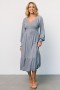 Baltic Born Lainey Smocked Dotted Midi Dress Dusty Blue | Clothing Midi Dresses