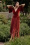 Baltic Born Meghan Velvet Wrap Maxi Dress Terracotta | Clothing Maxi Dresses