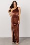 Baltic Born Tatiana Velvet One Shoulder Maxi Dress Desert Rose | Clothing Maxi Dresses