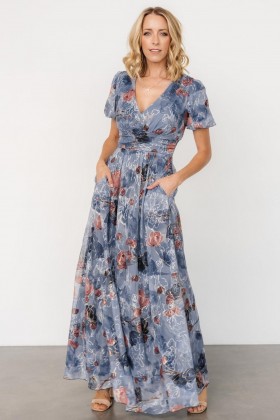 Baltic Born Ardley Maxi Dress Slate Print | Clothing Maxi Dresses