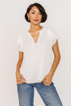 Baltic Born Asher Ruffle Sleeve Top Off White | Clothing Blouses + Shirts