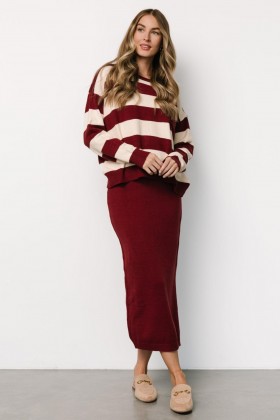 Baltic Born Carlotta Sweater + Skirt Set Burgundy + Cream | Clothing Skirts