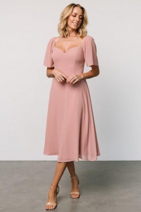 Baltic Born Colette Sweetheart Midi Dress Blush | Clothing Midi Dresses