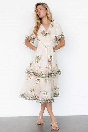 Baltic Born Cynthia Midi Dress Cream Floral | Clothing Tulle Styles
