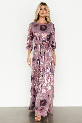 Baltic Born Destiny Sequin Maxi Dress Lilac Floral | Clothing Guest Dresses