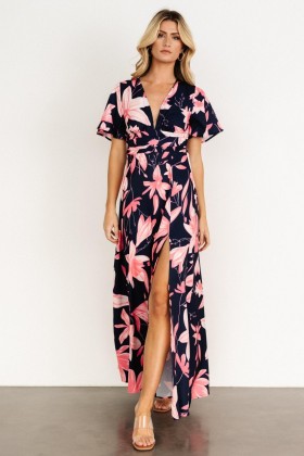 Baltic Born Dina Maxi Dress Navy + Pink Floral | Clothing Maxi Dresses