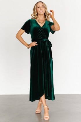 Baltic Born Nadine Velvet Midi Dress Green | Clothing Midi Dresses
