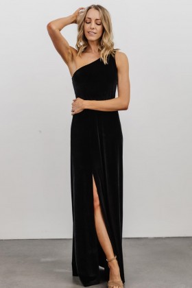 Baltic Born Tatiana Velvet One Shoulder Maxi Dress Black | Clothing Maxi Dresses