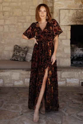 Baltic Born Uma Velvet Maxi Dress Clove + Amber Floral | Clothing Maxi Dresses