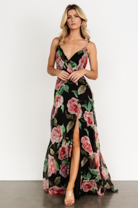 Baltic Born Vivienne Maxi Dress Black Rose Floral | Clothing Maxi Dresses