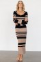  발틱 본 마리카 리브 드레스 캐멀 + 블랙 스트라이프 | 의류 스웨터 드레스