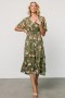  발틱 본 스펠 보헤미안 미디 드레스 올리브 플로럴 | 의류 미디 드레스