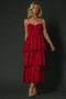  발틱 본 비올레타 엠보싱 티어드 드레스 딥 레드 | 의류 미디 드레스