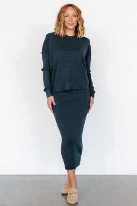  발틱 본 캐리 와플 미디 스커트 미드나잇 블루 | 의류 스커트