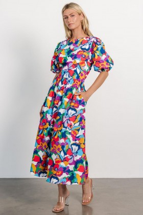  발틱 본 엘리사 오픈 백 드레스 멀티 프린트 | 의류 미디 드레스