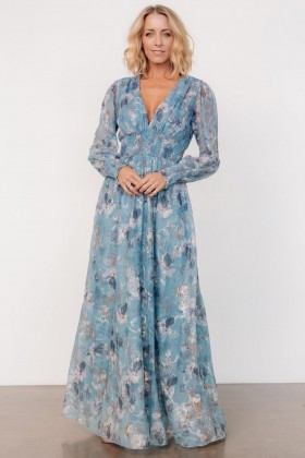  발틱 본 졸리 자수 튤 드레스 블루 + 골드 플로럴 | 의류 튤 스타일