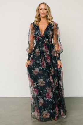  발틱 본 레이라 튤 맥시 드레스 가든 네이비 플로럴 | 의류 맥시 드레스