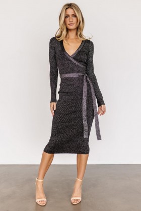 발틱 본 낸시 리브드 쉬머 미디 드레스 블랙 | 의류 미디 드레스