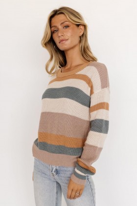  발틱 본 리버튼 스트라이프 스웨터 아이보리 멀티 | 의류 스웨터