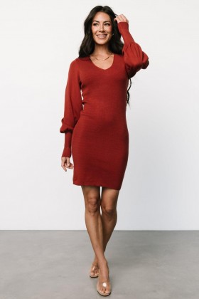  발틱 본 스키 V넥 스웨터 드레스 브릭 | 의류 스웨터 드레스