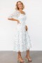  Žakárové midi šaty Baltic Born Fabian v odstínu bílé s šalvějovým květovaným vzorem | Oblečení Midi šaty