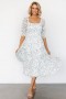  Žakárové midi šaty Baltic Born Fabian v odstínu bílé s šalvějovým květovaným vzorem | Oblečení Midi šaty