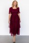  Baltic Born Alana Tulle Tiered Dress Burgundinvärinen Midi-mekko | Vaatteet