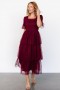  Baltic Born Alana Tulle Tiered Dress Burgundinvärinen Midi-mekko | Vaatteet