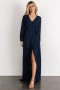  Baltic Born Breanne Faux Wrap Maxi Dress Navy | Clothing Guest Dresses