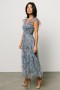  Baltic Born Clementine Tulle Midi Dress Dusty Blue Floral | Clothing Guest Dresses