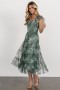  Baltic Born Clementine Tulle Midi Dress Dusty Green Print | Clothing Guest Dresses
