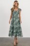  Baltic Born Clementine Tulle Midi Dress Dusty Green Print | Vaatteet Midi Mekot