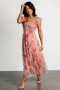  Baltic Born Clementine Tulle Midi Dress Pink Rose Floral | Vaatteet Midi Mekot
