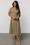  Baltic Born Colette Sweetheart Midi Dress Dusty Olive | Clothing Guest Dresses