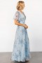  Baltic Born Cressida Tulle Maxi Dress Sininen + Luonnonvalkoinen Kukallinen | Tyllivaatteet Tyylit