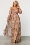  Baltic Born Desiree Tulle Maxi Dress Taupe Floral | Vaatteet Maximekot
