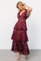  Baltic Born Margot Lace Tiered Maxi Dress - Viininpunainen | Clothing Guest Dresses