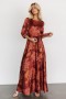  Baltic Born Paula Satin Maxi Dress Terracotta Floral | Clothing Guest Dresses