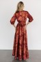  Baltic Born Paula Satin Maxi Dress Terracotta Floral | Clothing Guest Dresses