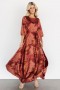  Baltic Born Paula Satin Maxi Dress Terracotta Floral | Clothing Guest Dresses