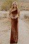  Baltic Born Tatiana Velvet One Shoulder Maxi Dress Pronssi | Vaatteet Maksimekot