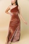  Baltic Born Tatiana Velvet One Shoulder Maxi Dress Pronssi | Vaatteet Maksimekot
