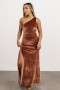  Baltic Born Tatiana Velvet One Shoulder Maxi Dress Pronssi | Vaatteet Maksimekot