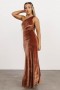  Baltic Born Tatiana Velvet One Shoulder Maxi Dress Pronssi | Vaatteet Maksimekot
