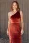  Baltic Born Tatiana Velvet One Shoulder Maxi Dress Cinnamon | Vaatteet Maksimekot