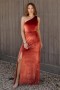 Baltic Born Tatiana Velvet One Shoulder Maxi Dress Cinnamon | Vaatteet Maksimekot
